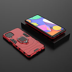 Custodia Silicone e Plastica Opaca Cover con Magnetico Anello Supporto per Samsung Galaxy F62 5G Rosso