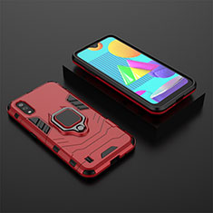 Custodia Silicone e Plastica Opaca Cover con Magnetico Anello Supporto per Samsung Galaxy M01 Rosso