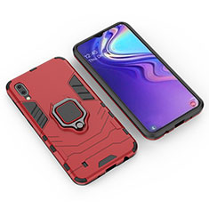 Custodia Silicone e Plastica Opaca Cover con Magnetico Anello Supporto per Samsung Galaxy M10 Rosso