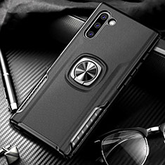 Custodia Silicone e Plastica Opaca Cover con Magnetico Anello Supporto per Samsung Galaxy Note 10 Nero