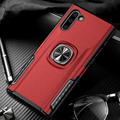 Custodia Silicone e Plastica Opaca Cover con Magnetico Anello Supporto per Samsung Galaxy Note 10 Rosso