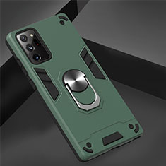 Custodia Silicone e Plastica Opaca Cover con Magnetico Anello Supporto per Samsung Galaxy Note 20 5G Verde