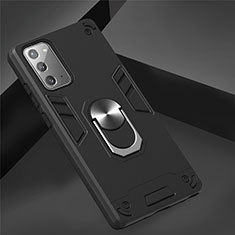 Custodia Silicone e Plastica Opaca Cover con Magnetico Anello Supporto per Samsung Galaxy Note 20 Plus 5G Nero