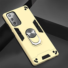 Custodia Silicone e Plastica Opaca Cover con Magnetico Anello Supporto per Samsung Galaxy Note 20 Plus 5G Oro