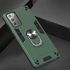 Custodia Silicone e Plastica Opaca Cover con Magnetico Anello Supporto per Samsung Galaxy Note 20 Plus 5G Verde