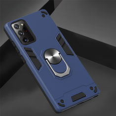Custodia Silicone e Plastica Opaca Cover con Magnetico Anello Supporto per Samsung Galaxy Note 20 Ultra 5G Blu