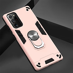 Custodia Silicone e Plastica Opaca Cover con Magnetico Anello Supporto per Samsung Galaxy Note 20 Ultra 5G Rosa