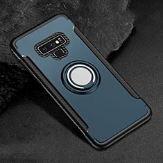 Custodia Silicone e Plastica Opaca Cover con Magnetico Anello Supporto per Samsung Galaxy Note 9 Blu