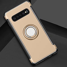 Custodia Silicone e Plastica Opaca Cover con Magnetico Anello Supporto per Samsung Galaxy S10 5G Oro