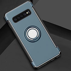 Custodia Silicone e Plastica Opaca Cover con Magnetico Anello Supporto per Samsung Galaxy S10 Cielo Blu