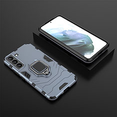 Custodia Silicone e Plastica Opaca Cover con Magnetico Anello Supporto per Samsung Galaxy S21 5G Blu