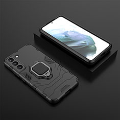 Custodia Silicone e Plastica Opaca Cover con Magnetico Anello Supporto per Samsung Galaxy S21 FE 5G Nero