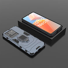 Custodia Silicone e Plastica Opaca Cover con Magnetico Anello Supporto per Vivo iQOO Neo6 5G Blu