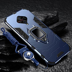 Custodia Silicone e Plastica Opaca Cover con Magnetico Anello Supporto per Vivo X50 Lite Blu