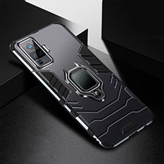 Custodia Silicone e Plastica Opaca Cover con Magnetico Anello Supporto per Vivo X50 Pro 5G Nero