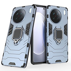 Custodia Silicone e Plastica Opaca Cover con Magnetico Anello Supporto per Vivo X90 5G Blu