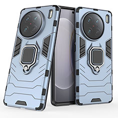Custodia Silicone e Plastica Opaca Cover con Magnetico Anello Supporto per Vivo X90 Pro 5G Blu