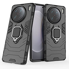 Custodia Silicone e Plastica Opaca Cover con Magnetico Anello Supporto per Vivo X90 Pro 5G Nero