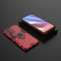Custodia Silicone e Plastica Opaca Cover con Magnetico Anello Supporto per Xiaomi Mi 11X Pro 5G Rosso