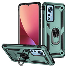 Custodia Silicone e Plastica Opaca Cover con Magnetico Anello Supporto per Xiaomi Mi 12 Pro 5G Verde