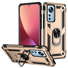 Custodia Silicone e Plastica Opaca Cover con Magnetico Anello Supporto per Xiaomi Mi 12S Pro 5G Oro