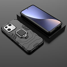 Custodia Silicone e Plastica Opaca Cover con Magnetico Anello Supporto per Xiaomi Mi 13 5G Nero