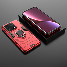 Custodia Silicone e Plastica Opaca Cover con Magnetico Anello Supporto per Xiaomi Mi 13 Pro 5G Rosso
