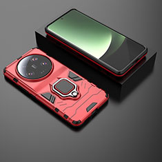 Custodia Silicone e Plastica Opaca Cover con Magnetico Anello Supporto per Xiaomi Mi 13 Ultra 5G Rosso