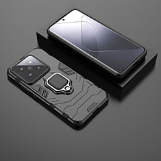 Custodia Silicone e Plastica Opaca Cover con Magnetico Anello Supporto per Xiaomi Mi 14 5G Nero