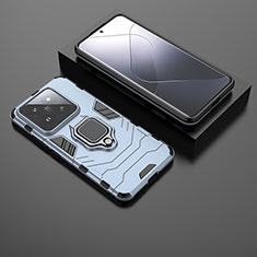 Custodia Silicone e Plastica Opaca Cover con Magnetico Anello Supporto per Xiaomi Mi 14 Pro 5G Blu