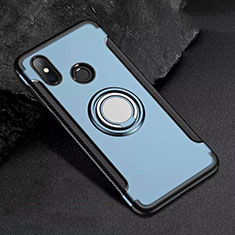 Custodia Silicone e Plastica Opaca Cover con Magnetico Anello Supporto per Xiaomi Mi 8 Blu