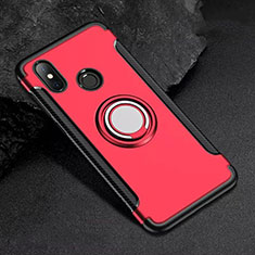 Custodia Silicone e Plastica Opaca Cover con Magnetico Anello Supporto per Xiaomi Mi 8 Rosso