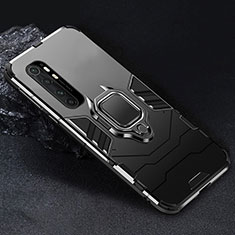 Custodia Silicone e Plastica Opaca Cover con Magnetico Anello Supporto per Xiaomi Mi Note 10 Lite Nero