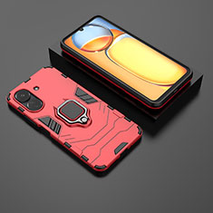 Custodia Silicone e Plastica Opaca Cover con Magnetico Anello Supporto per Xiaomi Poco C65 Rosso