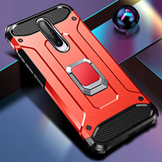 Custodia Silicone e Plastica Opaca Cover con Magnetico Anello Supporto per Xiaomi Poco X2 Rosso