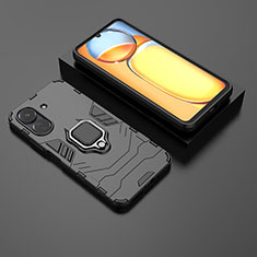 Custodia Silicone e Plastica Opaca Cover con Magnetico Anello Supporto per Xiaomi Redmi 13C Nero