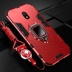 Custodia Silicone e Plastica Opaca Cover con Magnetico Anello Supporto per Xiaomi Redmi 8A Rosso