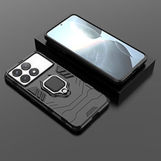 Custodia Silicone e Plastica Opaca Cover con Magnetico Anello Supporto per Xiaomi Redmi K70 5G Nero