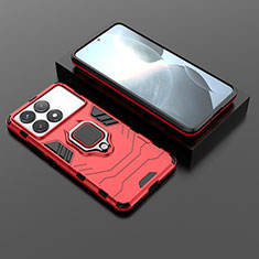 Custodia Silicone e Plastica Opaca Cover con Magnetico Anello Supporto per Xiaomi Redmi K70 Pro 5G Rosso