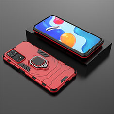 Custodia Silicone e Plastica Opaca Cover con Magnetico Anello Supporto per Xiaomi Redmi Note 11 4G (2022) Rosso