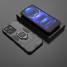 Custodia Silicone e Plastica Opaca Cover con Magnetico Anello Supporto per Xiaomi Redmi Note 12 4G Nero