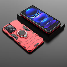 Custodia Silicone e Plastica Opaca Cover con Magnetico Anello Supporto per Xiaomi Redmi Note 12 Pro 5G Rosso