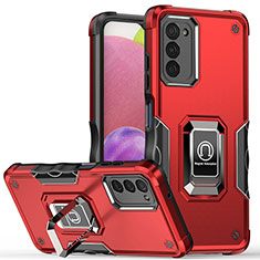 Custodia Silicone e Plastica Opaca Cover con Magnetico Anello Supporto QW1 per Samsung Galaxy A03s Rosso