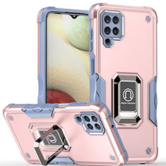 Custodia Silicone e Plastica Opaca Cover con Magnetico Anello Supporto QW1 per Samsung Galaxy A12 Nacho Rosa