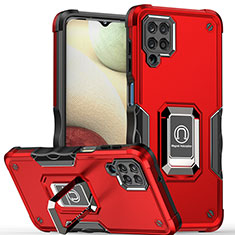 Custodia Silicone e Plastica Opaca Cover con Magnetico Anello Supporto QW1 per Samsung Galaxy A12 Nacho Rosso