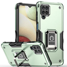 Custodia Silicone e Plastica Opaca Cover con Magnetico Anello Supporto QW1 per Samsung Galaxy A12 Nacho Verde Pastello