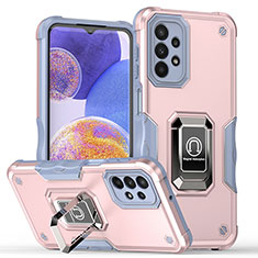 Custodia Silicone e Plastica Opaca Cover con Magnetico Anello Supporto QW1 per Samsung Galaxy A23 5G Rosa