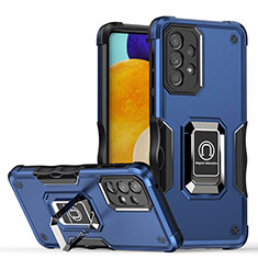 Custodia Silicone e Plastica Opaca Cover con Magnetico Anello Supporto QW1 per Samsung Galaxy A33 5G Blu