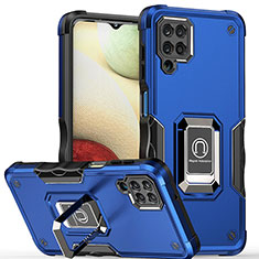 Custodia Silicone e Plastica Opaca Cover con Magnetico Anello Supporto QW1 per Samsung Galaxy M53 5G Blu