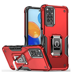 Custodia Silicone e Plastica Opaca Cover con Magnetico Anello Supporto QW1 per Xiaomi Redmi Note 12 Pro 4G Rosso